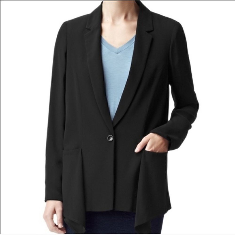 𝅺euc Reiss Lissy Bonded Soft Draped Blazer Jacket in Black Size medium